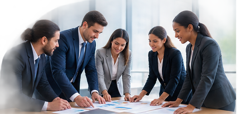 Equipe corporativa HR SEGSERV em reunião